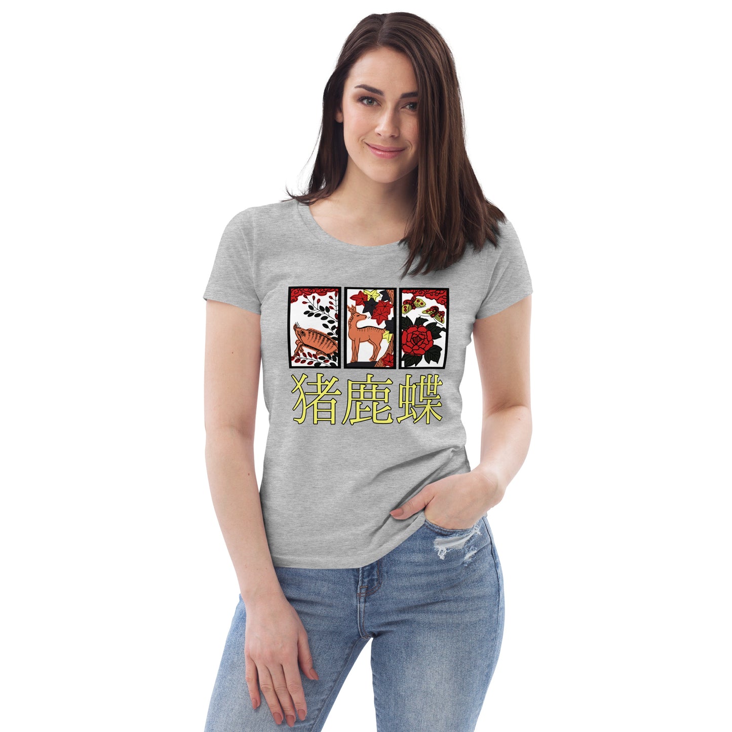 [Hanafuda] T shirt retrò farfalla di cinghiale (signore)