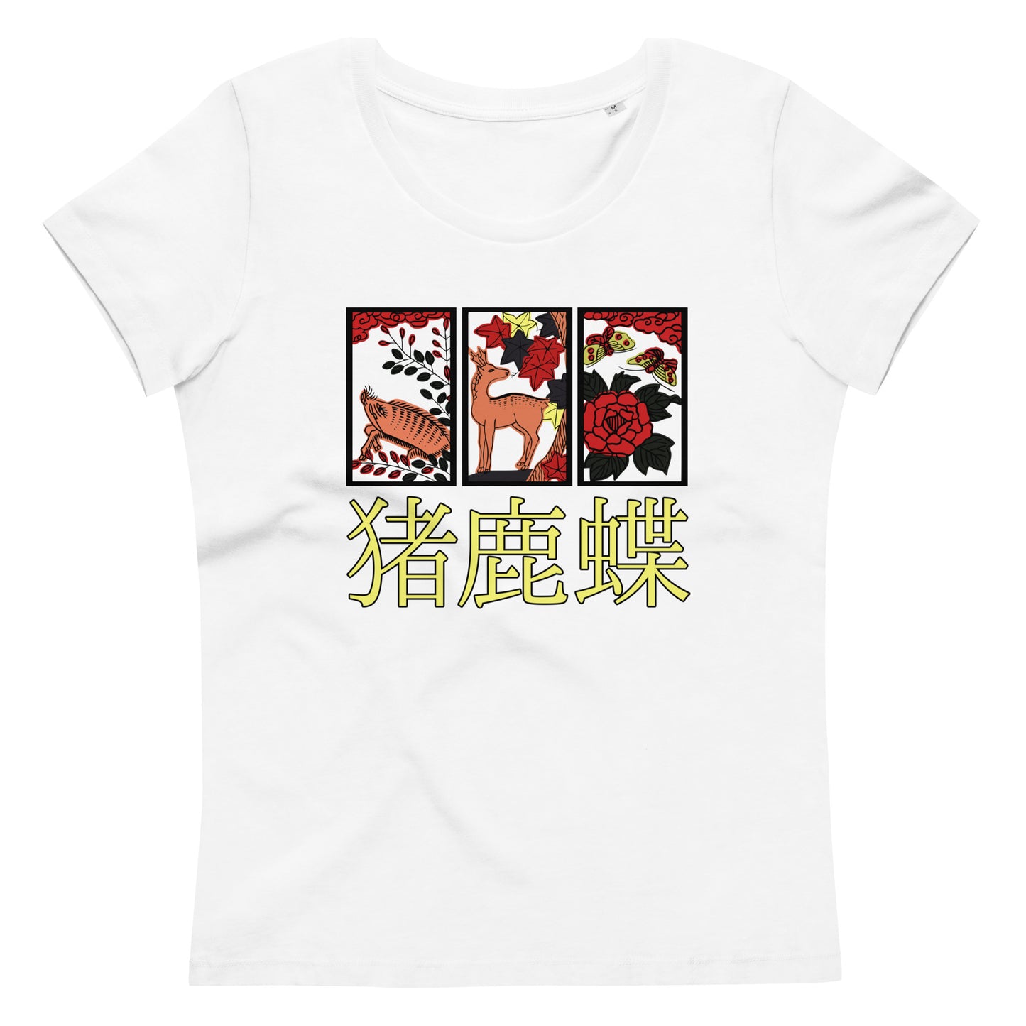 [Hanafuda] T shirt retrò farfalla di cinghiale (signore)